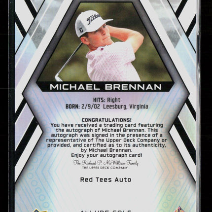 2026 Upper Deck Allure Golf Michael Brennan #46 Red Tees Auto