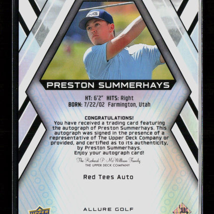 2026 Upper Deck Allure Golf Preston Summerhays #31 Red Tees Auto