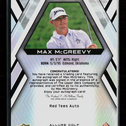 2026 Upper Deck Allure Golf Max McGreevy #37 Red Tees Auto