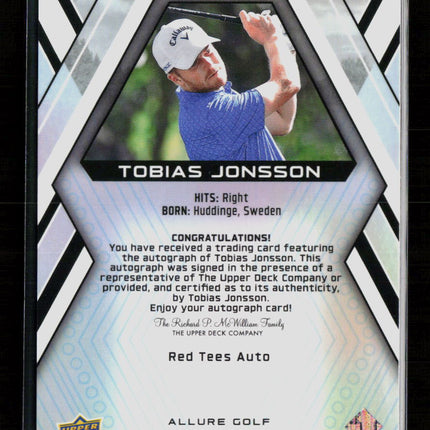 2026 Upper Deck Allure Golf Tobias Jonsson #42 Red Tees Auto RC