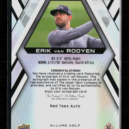 2026 Upper Deck Allure Golf Erik van Rooyen #21 Red Tees Auto