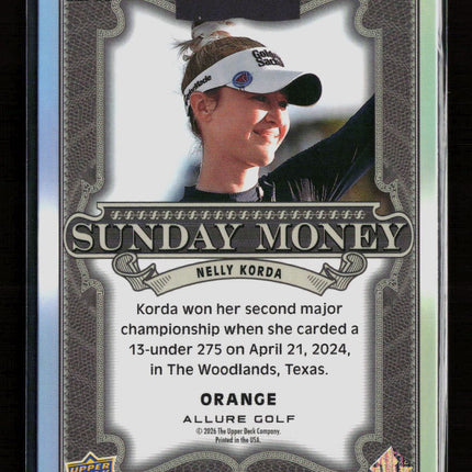 2026 Upper Deck Allure Golf Sunday Money Nelly Korda #SM-11 Orange