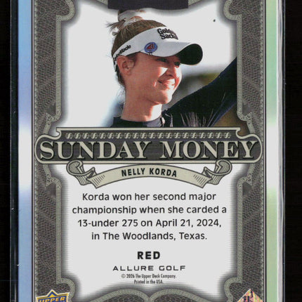 2024 Upper Deck Allure Golf Sunday Money Nelly Korda #SM-11 Red
