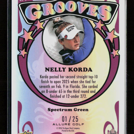 2026 Upper Deck Allure Grooves Nelly Korda #GV-9 Spectrum Green 01/25