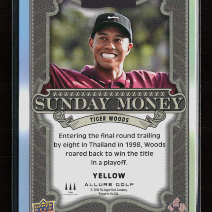 2026 Upper Deck Allure Golf Sunday Money Tiger Woods #SM-1 Yellow