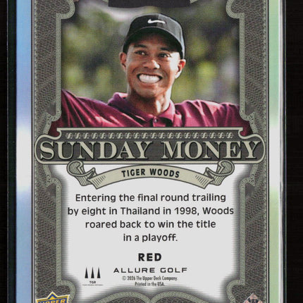 2026 Upper Deck Allure Golf Sunday Money Tiger Woods #SM-1 Red
