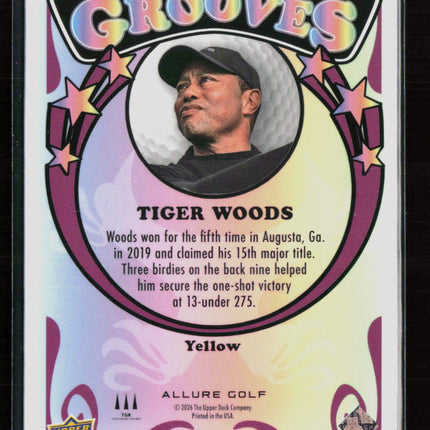2026 Upper Deck Allure Golf Grooves Tiger Woods #GV-15 Yellow