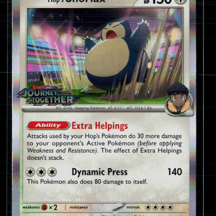 Pokemon 2025 Journey Together Hop's Snorlax #SVP EN 184 Pre release