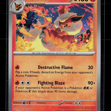 Pokemon 2025 Prismatic Evolutions Flareon #13/131 masterball