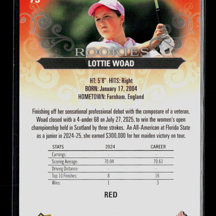 2026 Upper Deck Artifacts Golf Lottie Woad #75 Red 367/499