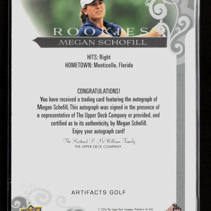 2026 Upper Deck Artifacts Golf Megan Schofill #AR-MS Auto /149