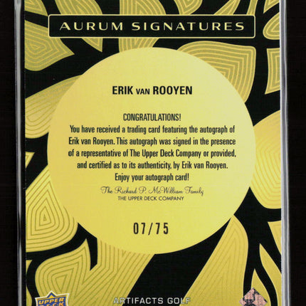 2021 Upper Deck Artifacts Golf Aurum Erik van Rooyen #AS-EV 07/75 Auto