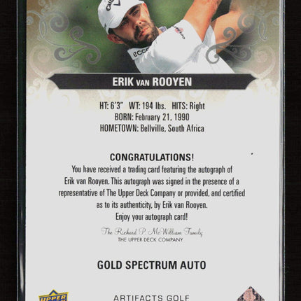 2026 Upper Deck Artifacts Golf Erik van Rooyen #30 Gold Spectrum Auto 38/49