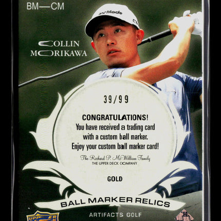 2026 Upper Deck Artifacts Golf Collin Morikawa #BM-CM Gold 39/99 Ball Marker