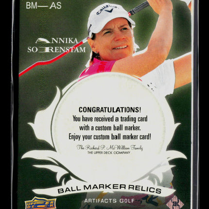 2006 Upper Deck Artifacts Golf Annika Sorenstam #BM-AS Ball Marker Relics