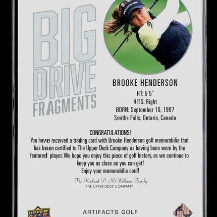 2021 Upper Deck Artifacts Golf Big Drive Fragments Brooke Henderson #BDF-BH