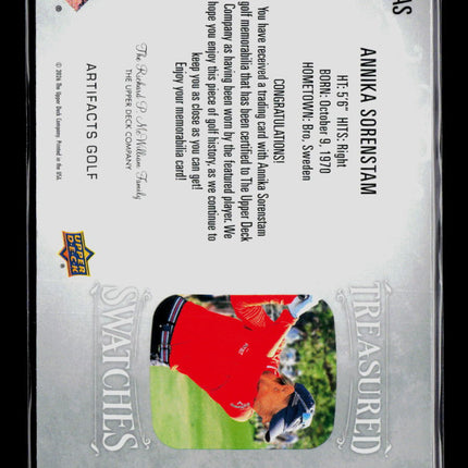 2026 Upper Deck Artifacts Golf Treasured Swatches Annika Sorenstam #TS-AS