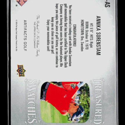 2026 Upper Deck Artifacts Golf Treasured Swatches Annika Sorenstam #TS-AS
