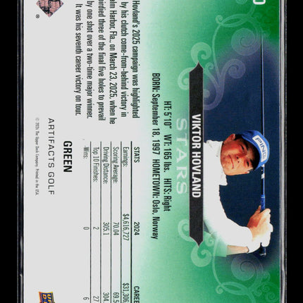 2026 Upper Deck Artifacts Golf Stars Viktor Hovland #90 Green 10/49