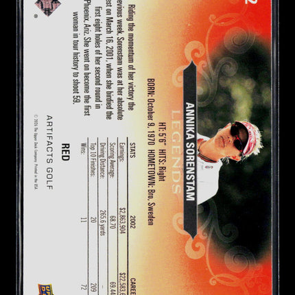 2026 Upper Deck Artifacts Golf Legends Annika Sorenstam #82 Red 73/99