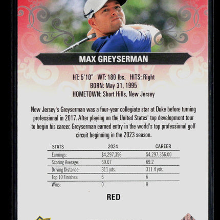 2026 Upper Deck Artifacts Golf Max Greyserman #27 Red 278/499