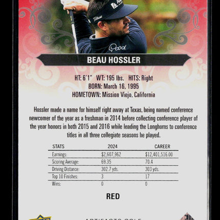 2026 Upper Deck Artifacts Golf Beau Hossler #16 Red 485/499