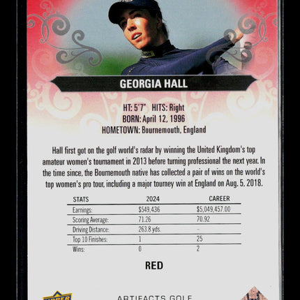 2026 Upper Deck Artifacts Golf Georgia Hall #24 Red 012/499