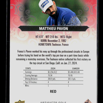 2026 Upper Deck Artifacts Golf Matthieu Pavon #28 Red 034/499