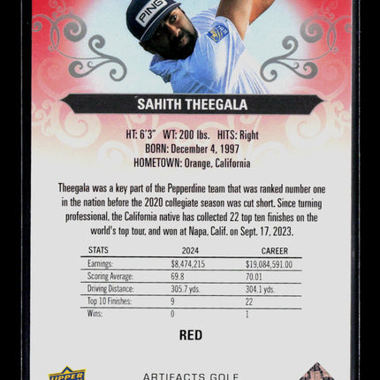 2026 Upper Deck Artifacts Golf Sahith Theegala #12 Red 335/499