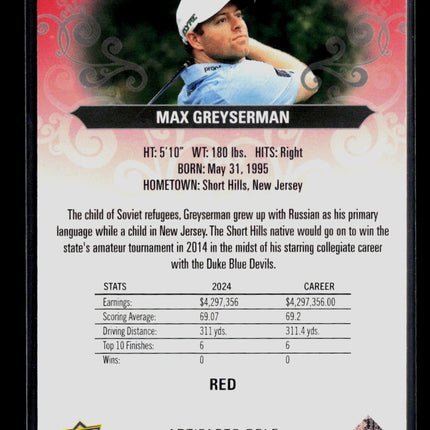 2026 Upper Deck Artifacts Golf Max Greyserman #42 Red 195/499