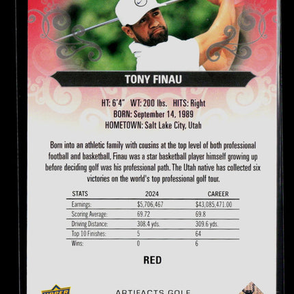 2026 Upper Deck Artifacts Golf Tony Finau #48 Red 057/499