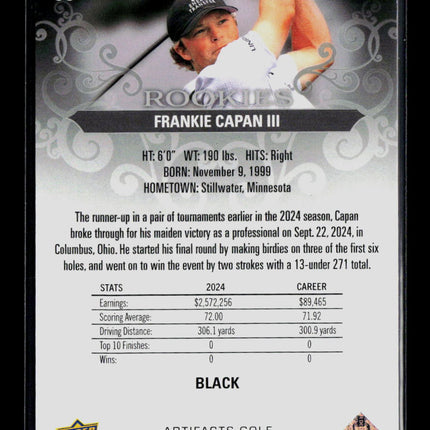 2026 Upper Deck Artifacts Golf Frankie Capan III #66 Black 10/99 RC