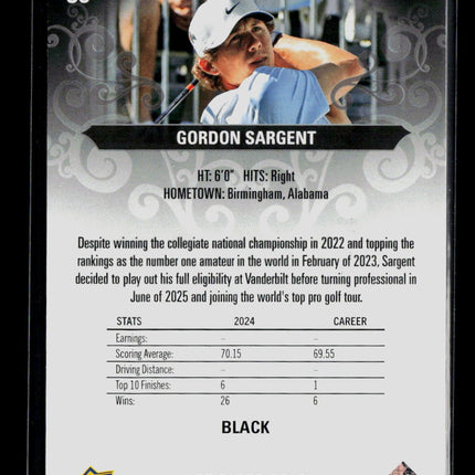 2026 Upper Deck Artifacts Golf Gordon Sargent #36 Black 04/25