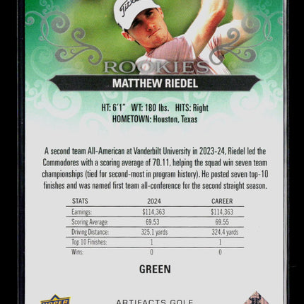 2023 Upper Deck Artifacts Golf Matthew Riedel #76 Green 068/299 RC