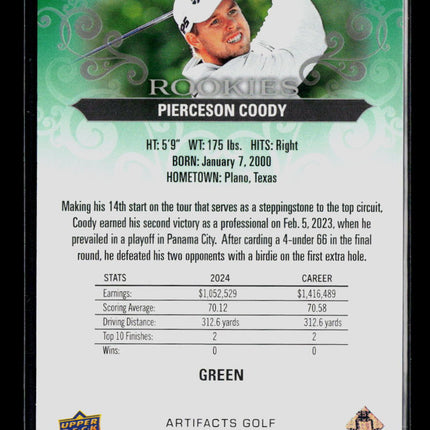 2026 Upper Deck Artifacts Golf Pierceson Coody #69 Green 247/299 RC