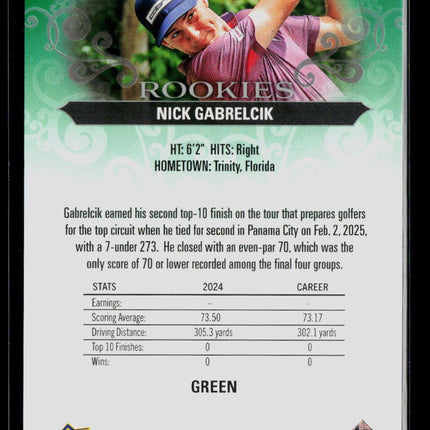 2026 Upper Deck Artifacts Golf Nick Gabrelcik #73 Green 024/299 RC