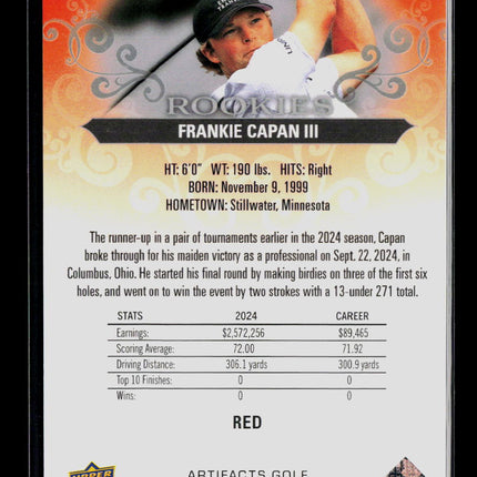 2026 Upper Deck Artifacts Golf Frankie Capan III #66 Red 487/499 RC