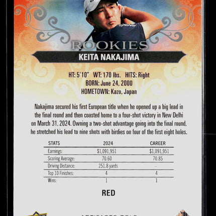 2026 Upper Deck Artifacts Golf Keita Nakajima #64 Red 160/499 RC