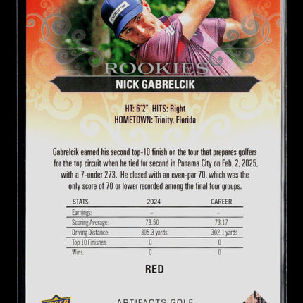 2026 Upper Deck Artifacts Golf Nick Gabrelcik #73 Red 370/499 RC