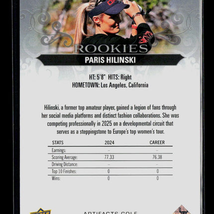 2026 Upper Deck Artifacts Golf Paris Hilinski #54 996/999 RC