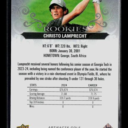 2026 Upper Deck Artifacts Golf Christo Lamprecht #57 272/999 RC