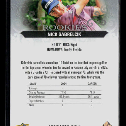 2026 Upper Deck Artifacts Golf Nick Gabrelcik #73 /999 RC