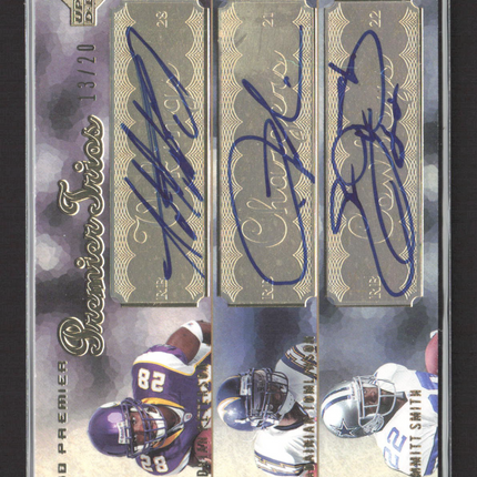 2007 UD Premier Trios Adrian Peterson LaDainian Tomlinson Emmitt Smith /20 Auto