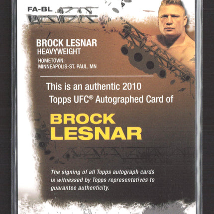 2010 Topps UFC Brock Lesnar #FA-BL Auto