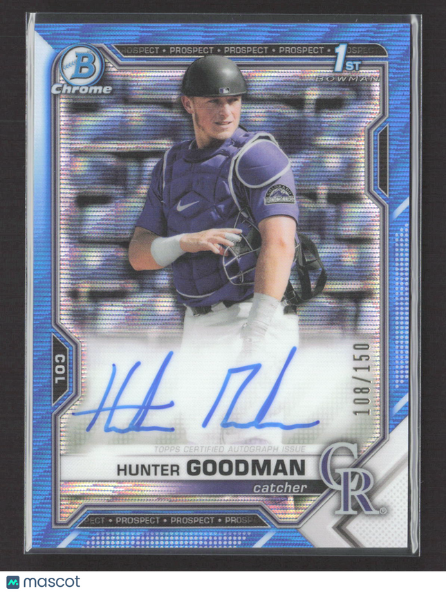 2021 Bowman Chrome Hunter Goodman #CDA-HG Blue Wave Refractor 108/150 Auto