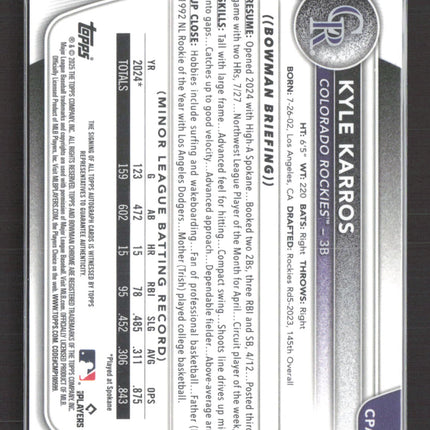 2025 Bowman Chrome Kyle Karros #CPA-KK Purple Refractor 066/250 Auto