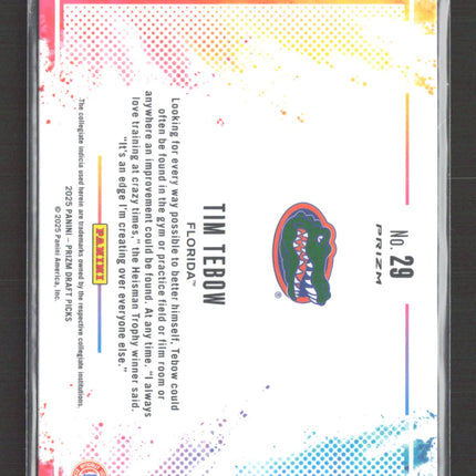 2025 Panini Prizm Draft Picks Color Blast Tim Tebow #29