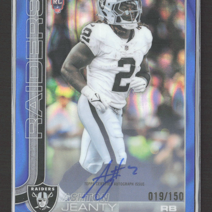 2025 Topps Chrome Ashton Jeanty #RA-AJ Blue Lava Refractor 019/150 RC Auto