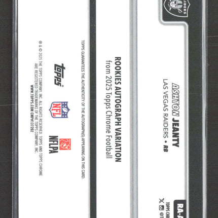 2025 Topps Chrome Ashton Jeanty #RA-AJ Blue Lava Refractor 019/150 RC Auto