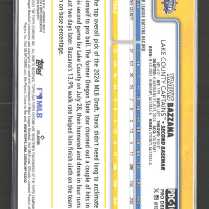 2024 Topps Chrome Pro Debut Travis Bazzana #PDC-100 Red Refractor /5 Auto